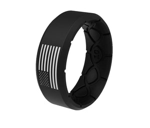 American Flag Silicone Ring - Black and White 