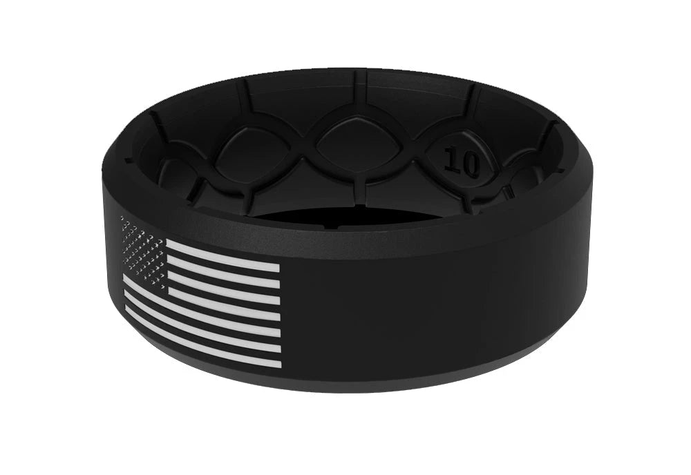 American Flag Silicone Ring - Black and White 