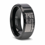American Flag and Cross Tungsten Ring 