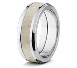 Antler Inlay Ring -  Tapered Edge 