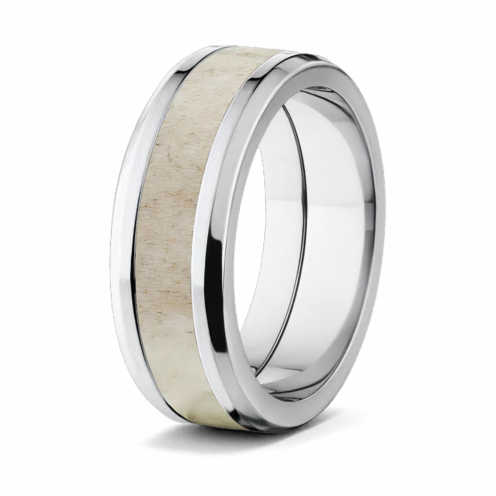 Antler Inlay Ring -  Tapered Edge 