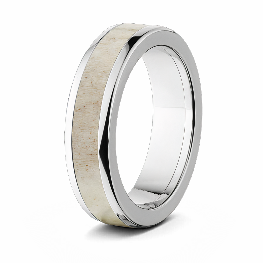 Deer Antler Wedding Band - Titanium 6mm 