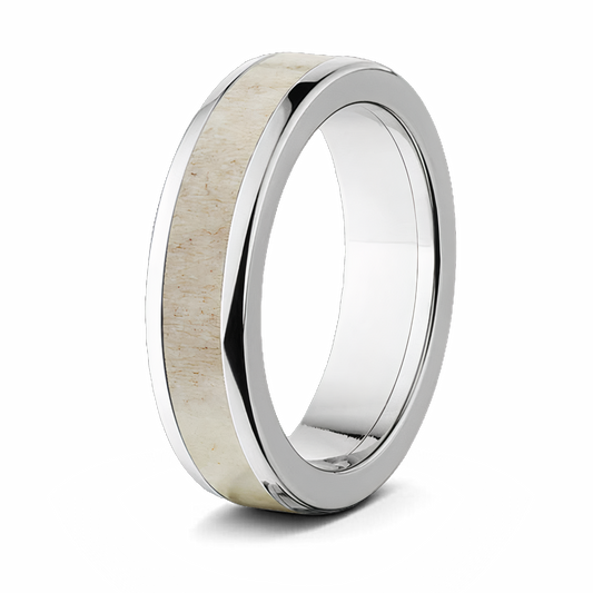 Deer Antler Wedding Band - Titanium 6mm 