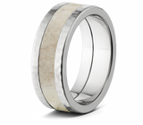 Light Antler Ring with Hammered Edges 