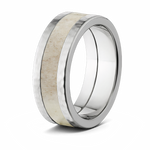 Light Antler Ring with Hammered Edges 
