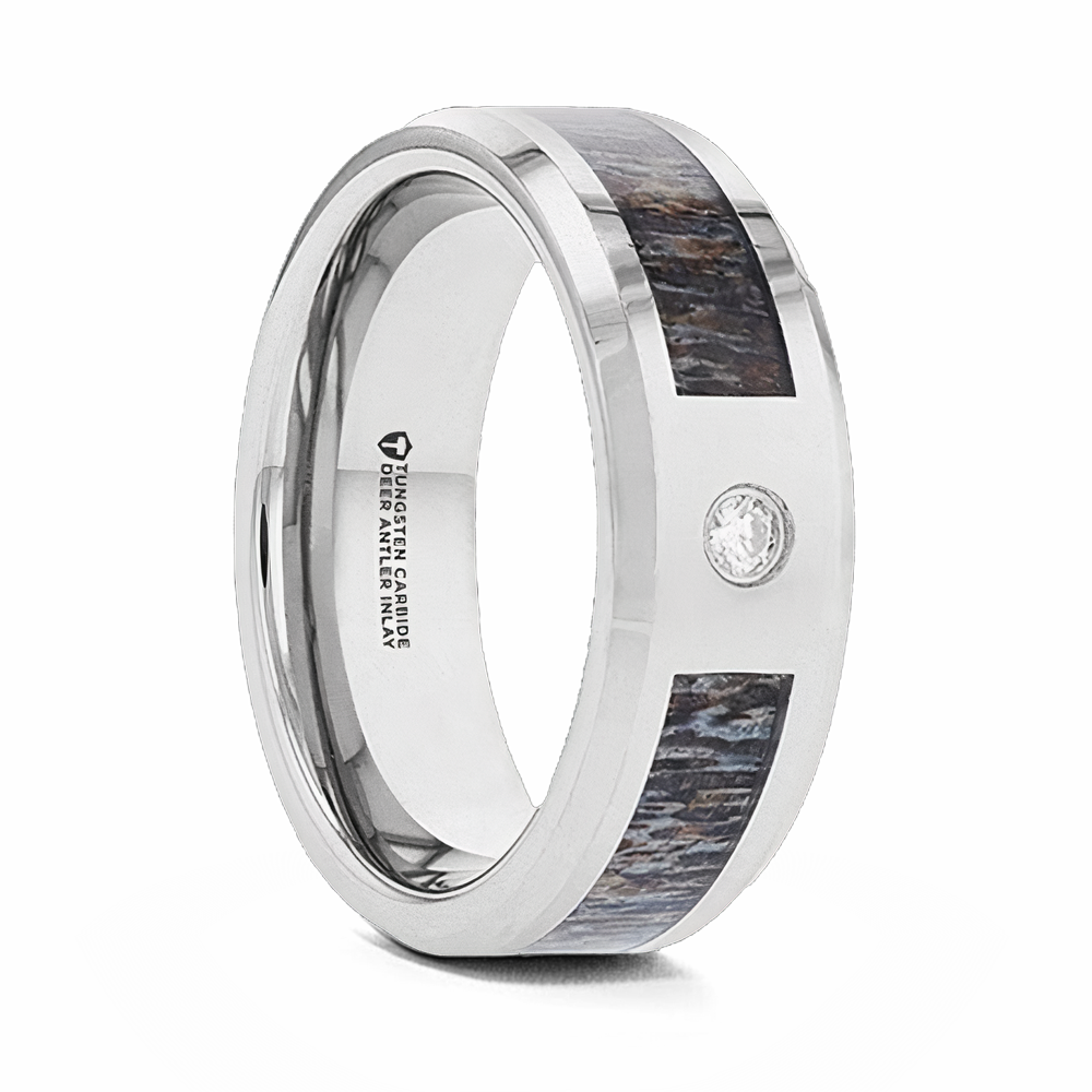 Ombre Antler Inlay Band with Inset Diamond 