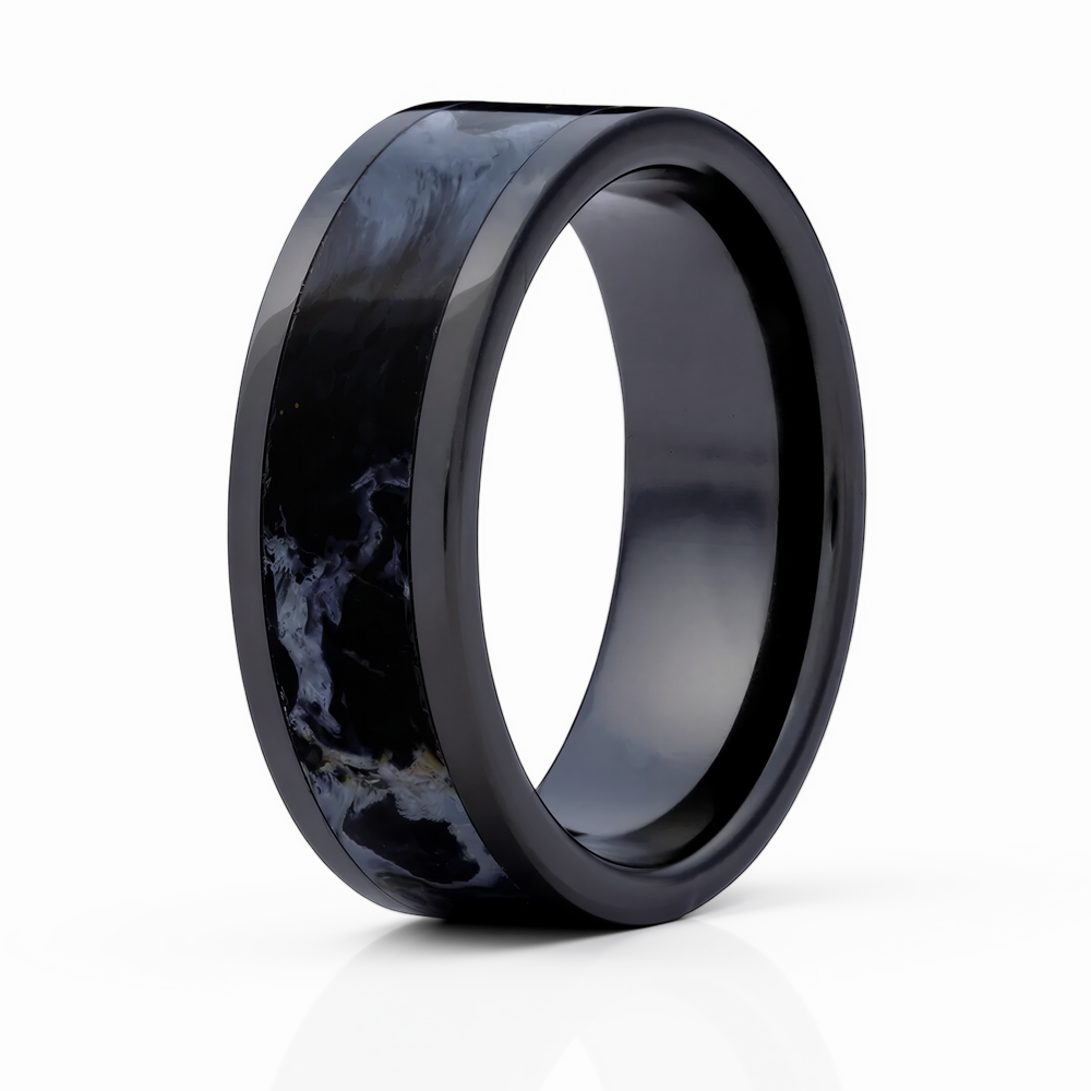 Pietersite Black Ceramic Wedding Band - 6mm & 8mm