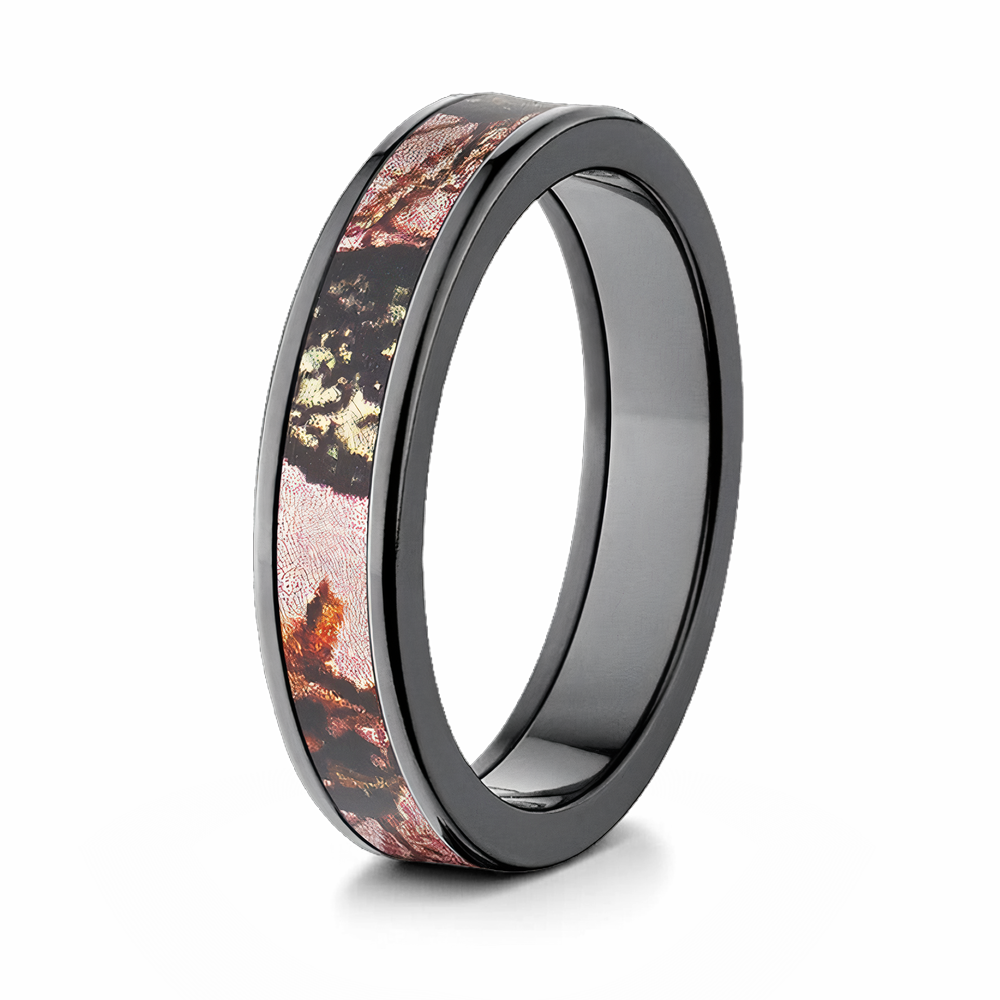 Pink Camo Ring in Black Zirconium - 5mm Mossy Oak Breakup 