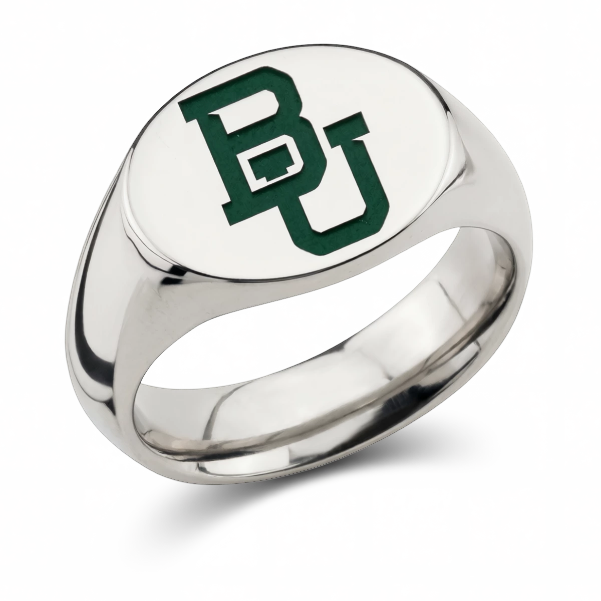 Baylor University White Gold Medium SIgnet Ring