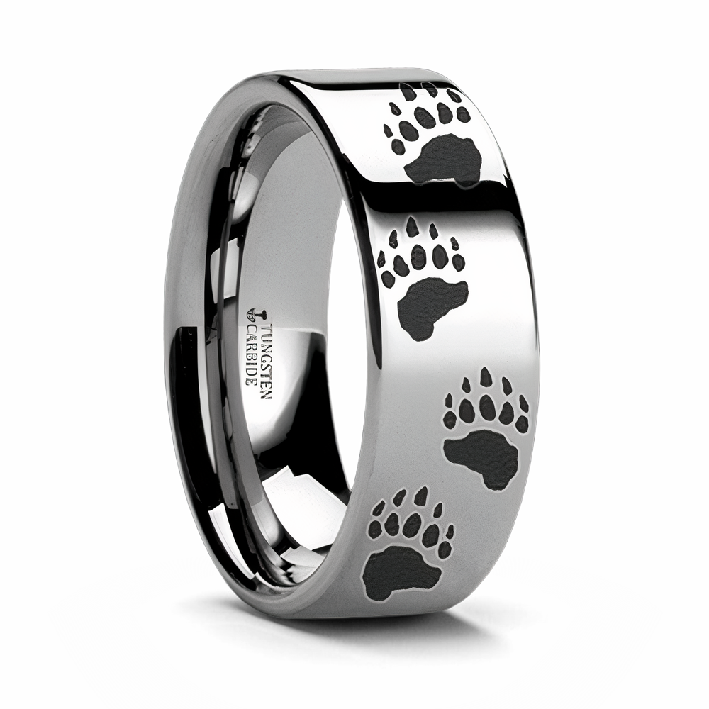 Bear Paw Animal Track Ring in Tungsten 