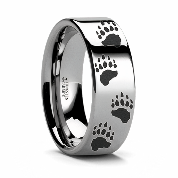 Bear Paw Animal Track Ring in Tungsten 
