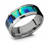 Beveled Abalone Shell Titanium Ring 