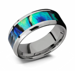 Beveled Abalone Shell Titanium Ring 
