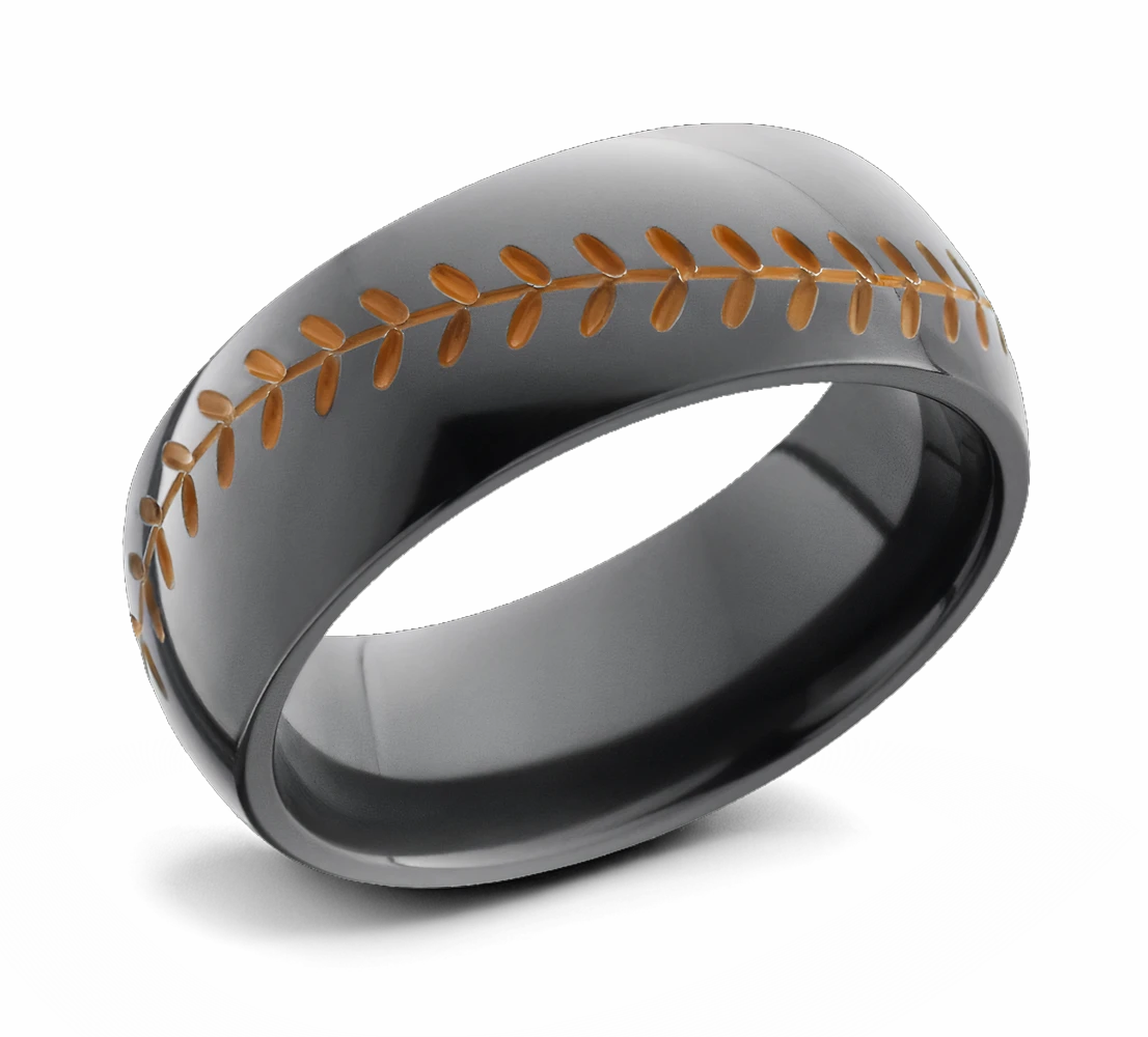 Black Baseball Ring with Orange Stitch