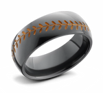 Black Baseball Ring with Orange Stitch