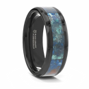 Black Ceramic Ring with Chrysocolla Inlay 