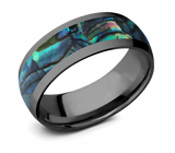 Black Domed Abalone Shell Ring 