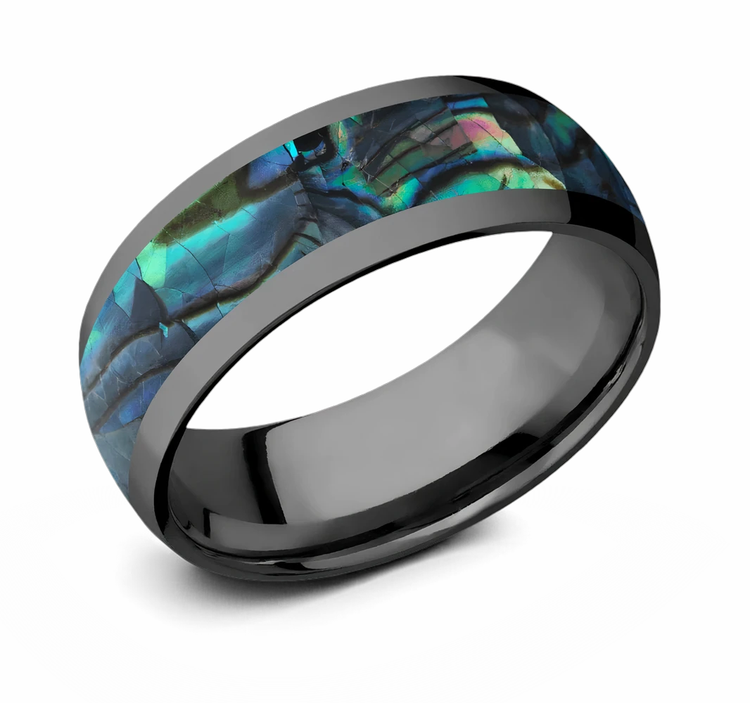 Black Domed Abalone Shell Ring 