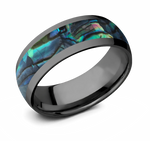 Black Domed Abalone Shell Ring 
