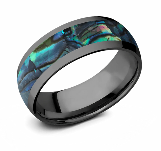 Black Domed Abalone Shell Ring 