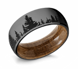 Black Forest Tree Line Ring wilth Whiskey Barrel Sleeve 