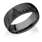 Forest Tree Line Ring, Black on Black - Zirconium 