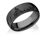 Forest Tree Line Ring, Black on Black - Zirconium 