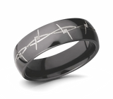 Black Ring with Barbed Wire Pattern - 7mm 