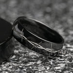 Black Ring with Barbed Wire Pattern - 7mm 
