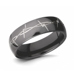 Black Ring with Barbed Wire Pattern - 7mm 