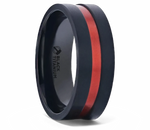 Black Ring with Centered Red Groove 