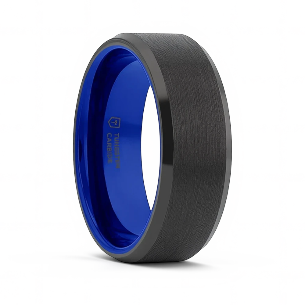 Brushed Center Black Titanium Band with Dual Grooves (Copy) 