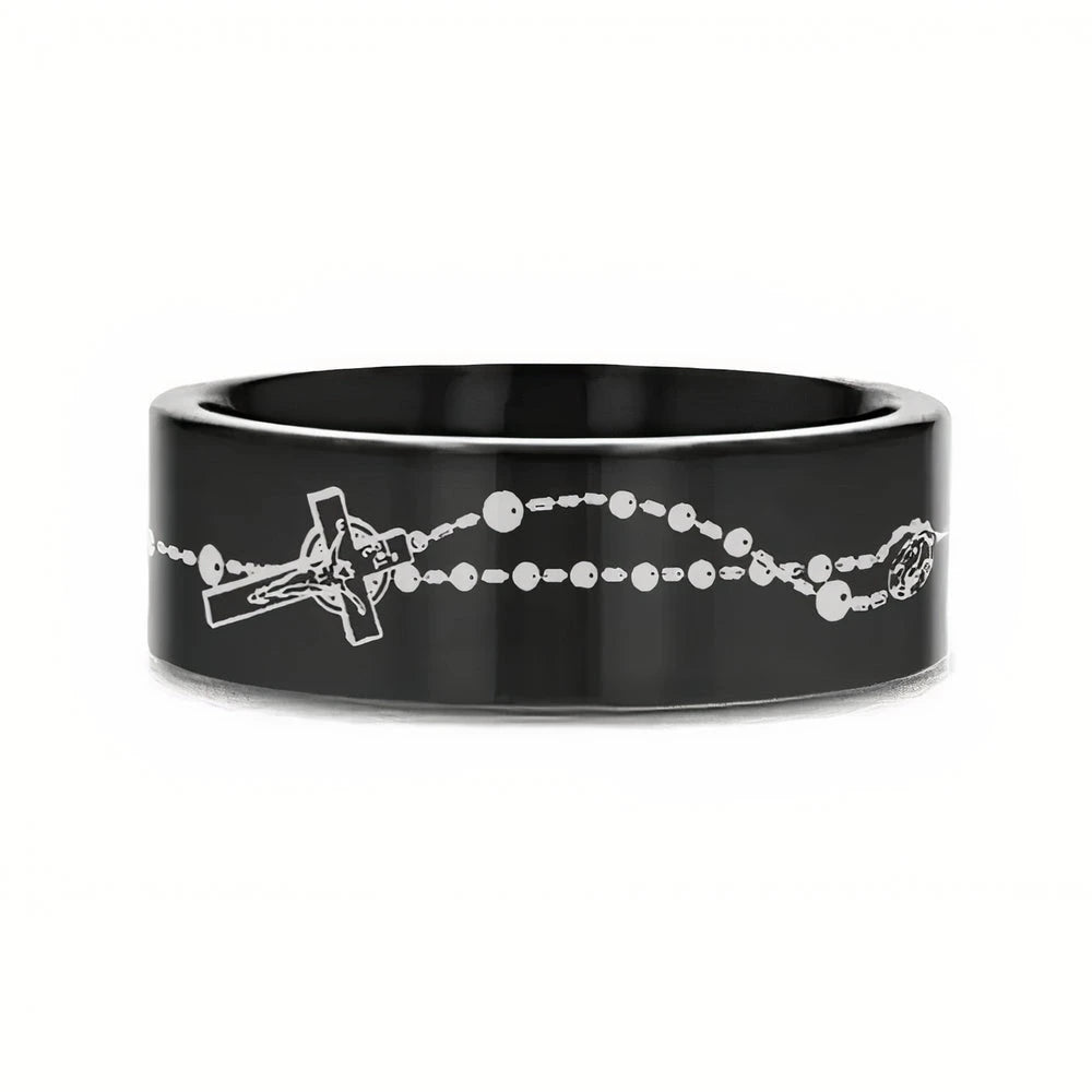 black rosary ring Side View