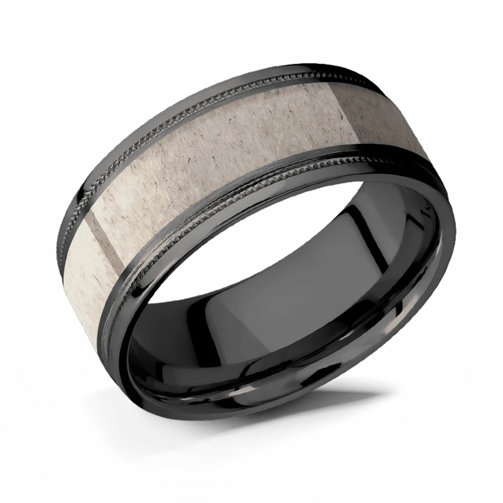Black Zirconium Antler Ring 