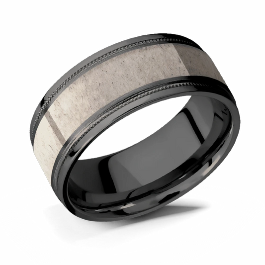 Black Zirconium Antler Ring 