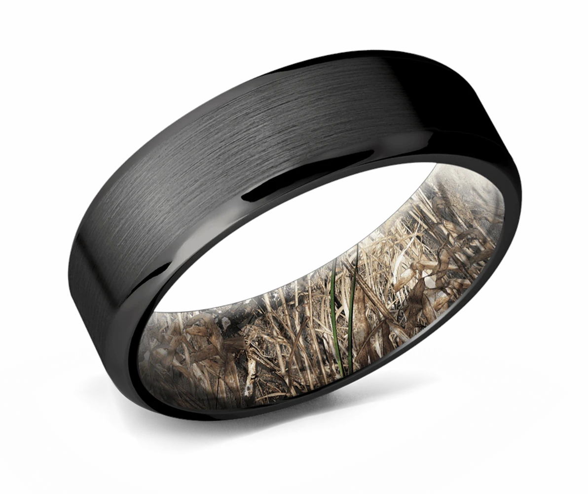 Black Zirconium Band with Camo Sleeve 