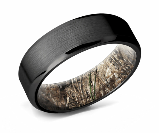 Black Zirconium Band with Camo Sleeve 