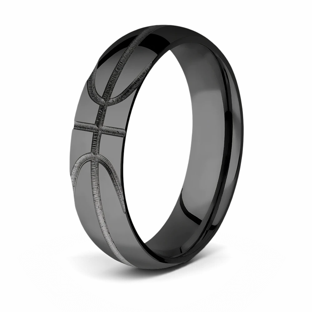 Black on Black Basketbabll Ring - 6mm 