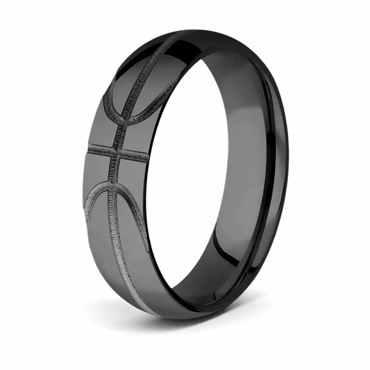 Black on Black Basketbabll Ring - 6mm 