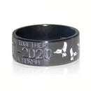Black Duck Band Ring with White Ducks - 10mm 