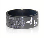 Black Duck Band Ring with White Ducks - 10mm 