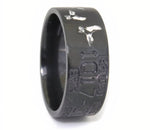 Black Duck Band Ring with White Ducks - 10mm 