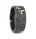 Black Duck Band Ring with White Ducks - 10mm 