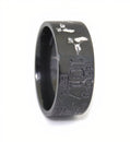 Black Duck Band Ring with White Ducks - 10mm 