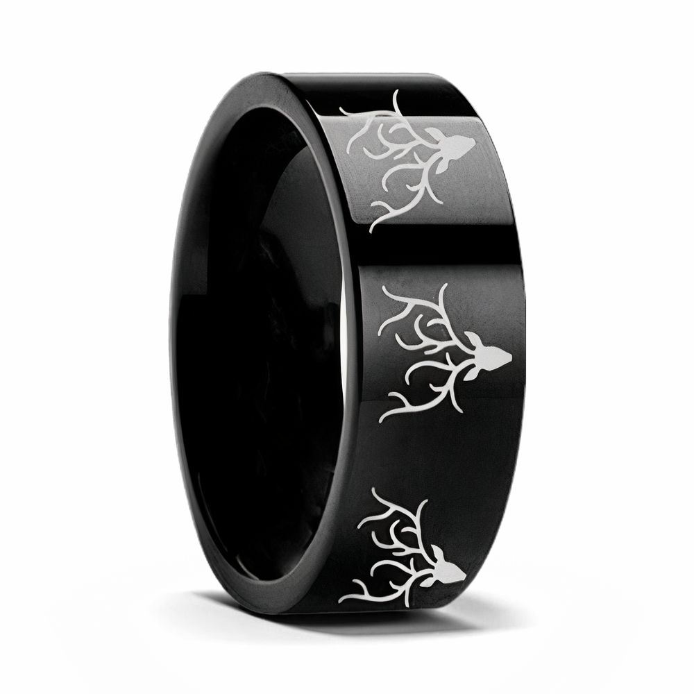 Reindeer Print Ring in Black Tungsten 