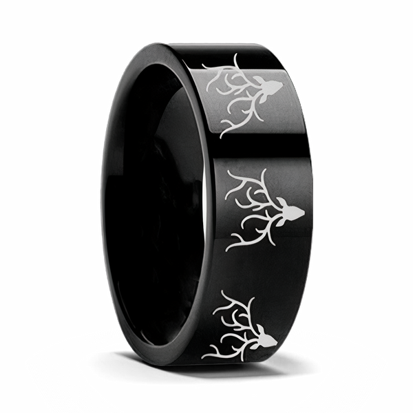 Reindeer Print Ring in Black Tungsten 