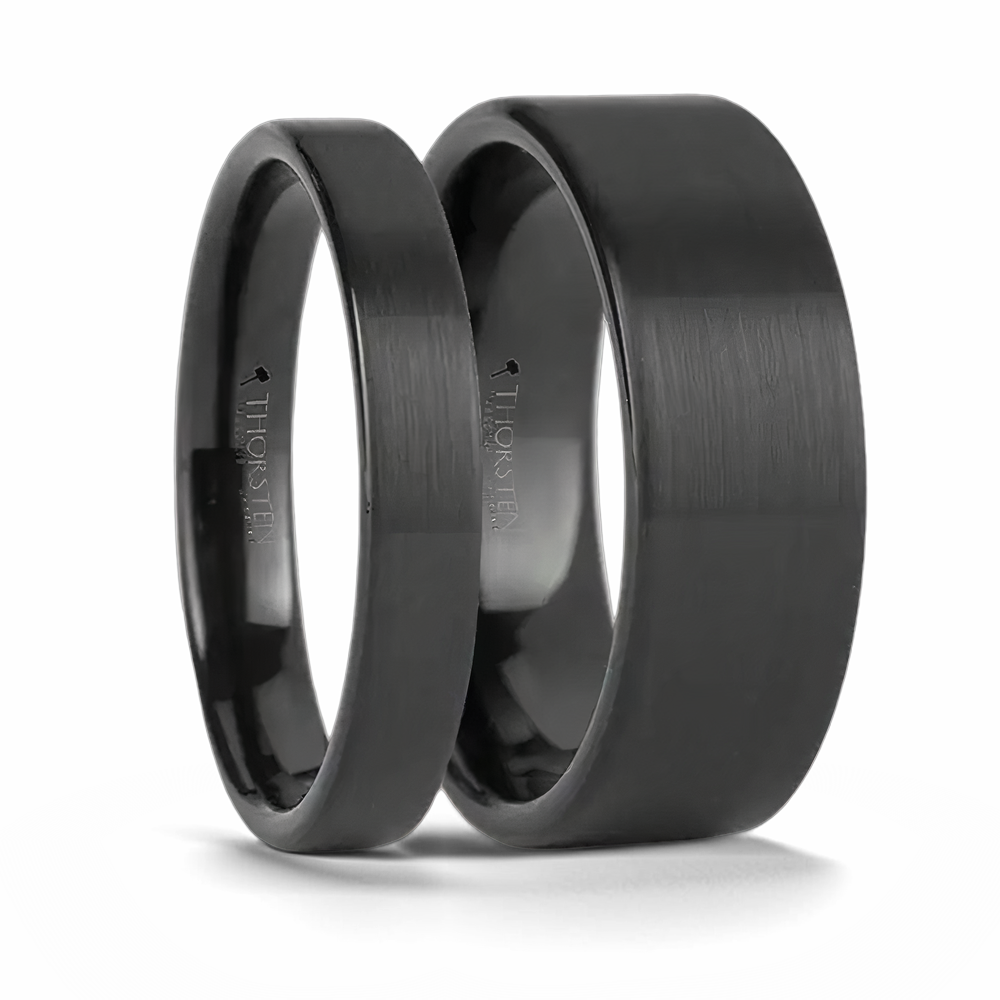 Ring Set in Black Tungsten with Brushed Finish 