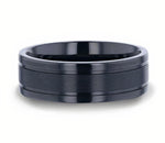 Brushed Center Black Titanium Band with Dual Grooves 