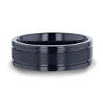 Brushed Center Black Titanium Band with Dual Grooves 