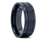 Brushed Center Black Titanium Band with Dual Grooves 